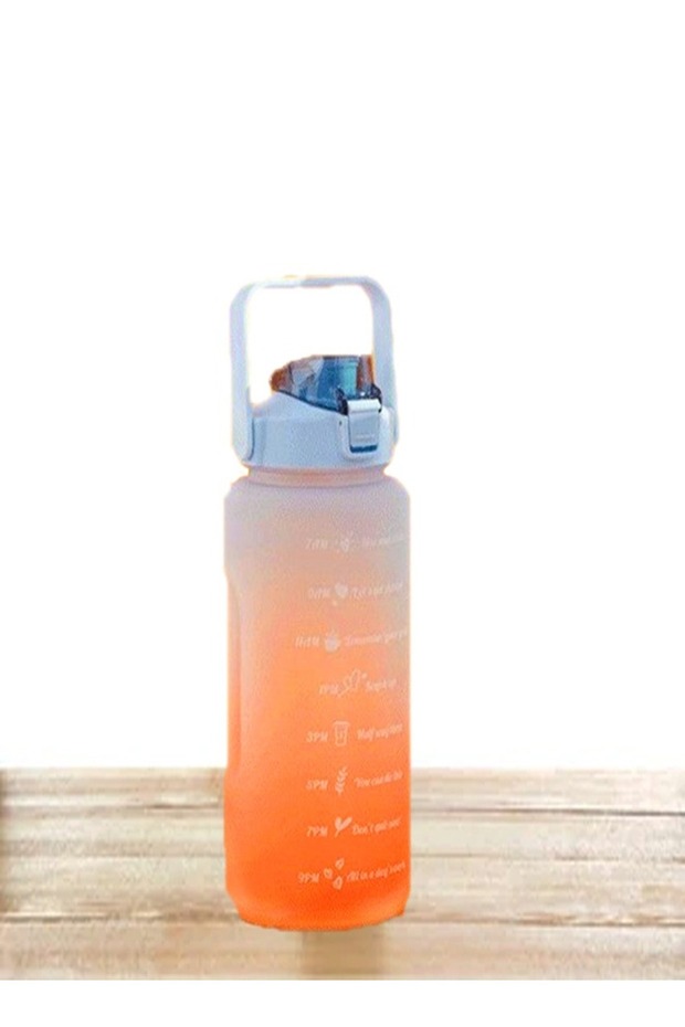 2000 ml Portable Leak Proof Cute Water Bottle with Time Marker and Carry Handle