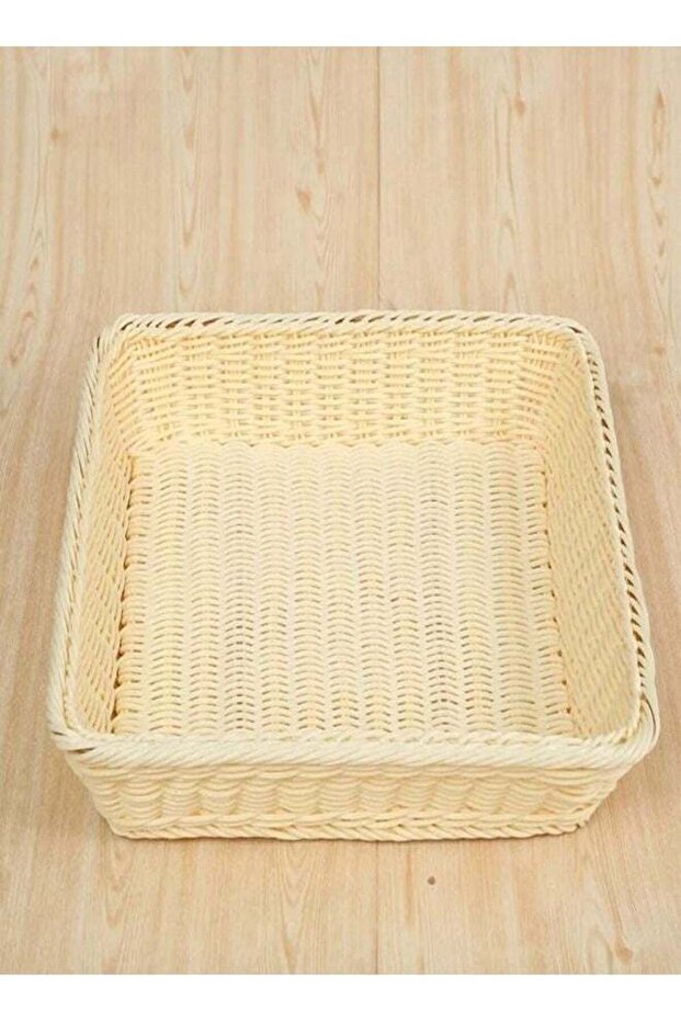 1-Piece Handmade Bamboo Rattan Rectangular Fruit Basket Food Storage Bowls Service Tray Kitchen Orga