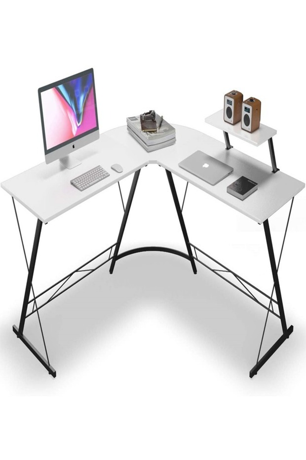 Multipurpose Use L-Shaped Gaming Desk Computer Table with Large Monitor Stand Ergonomic Writing Work - 5