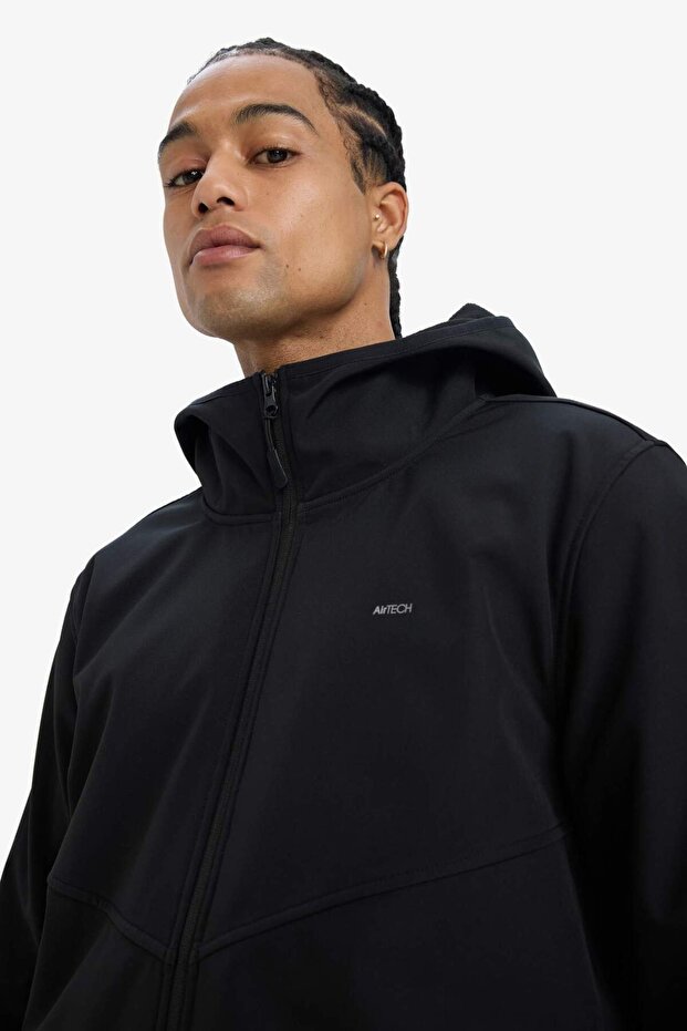 DeFactoFit Su İtici Regular Fit Kapüşonlu Fermuarlı Softshell Yağmurluk A2122AX23WN - 5