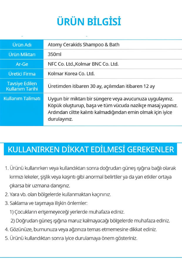 Cerakids Bebek Şampuan & Duş Jeli 350mL - 8