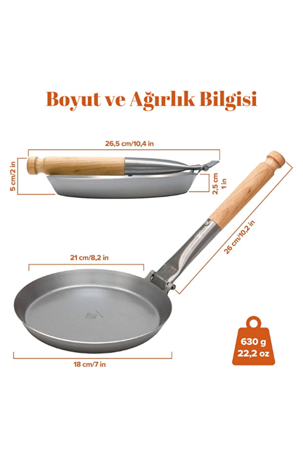 Katlanır Karbon Çelik Kamp Tavası-İsveç Üretimi(Ahşap Sap) - 7