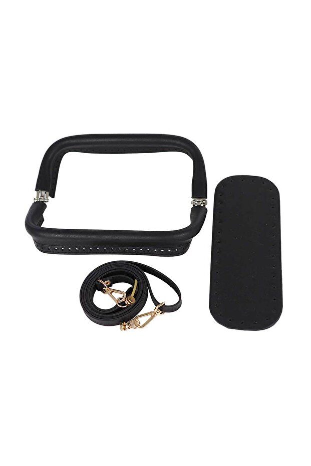 Premium Quality Faux Leather Hidden Burs Bag Set 25 cm - Black