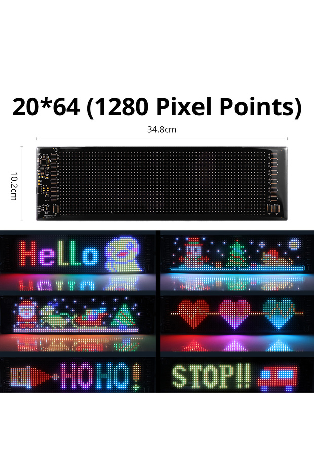 20x64 LEDs 10x35CM Smart Bluetooth LED Display Screens RGB LED Module Sign Matrix Pixel LED Panel Sc - 1