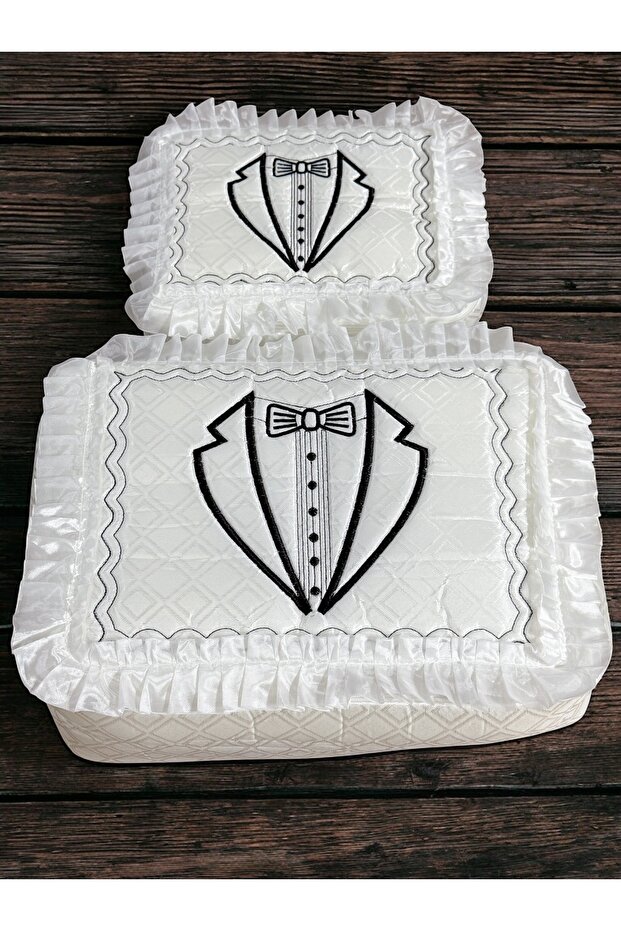 2-piece groom bow figured satin bridal set engagement bridal groom gift set