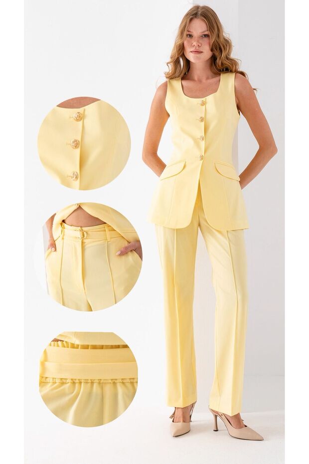Metal Buttoned Vest Double Suit