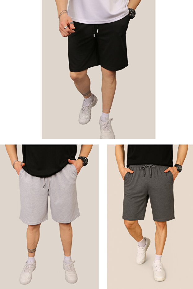 Men's Bermuda Regular 2 Thread Basic Summer Relaxed Cut Shorts - 1