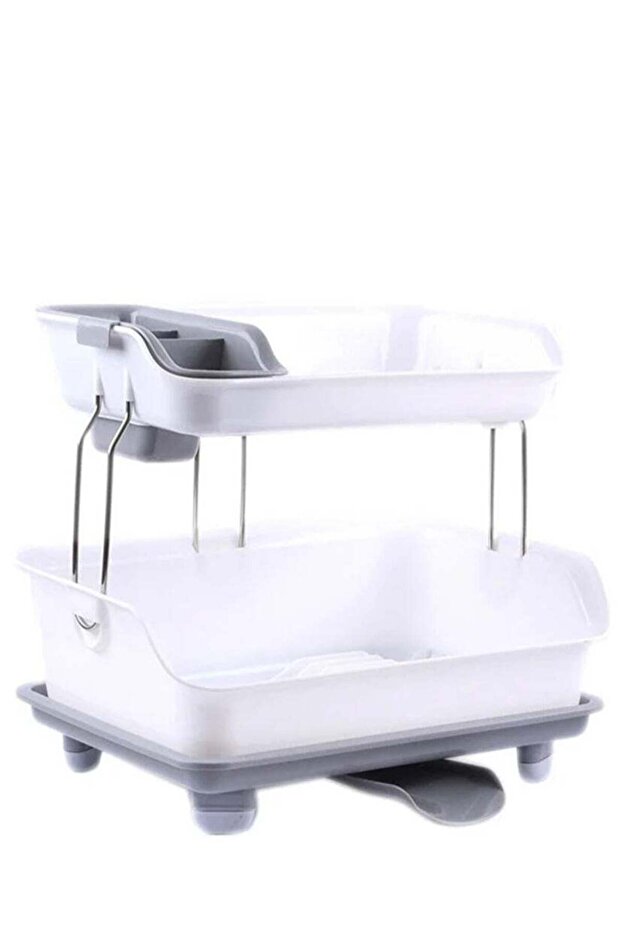 رف أطباق قابل للفصل بطبقتين لتخزين أدوات المطبخ - 2