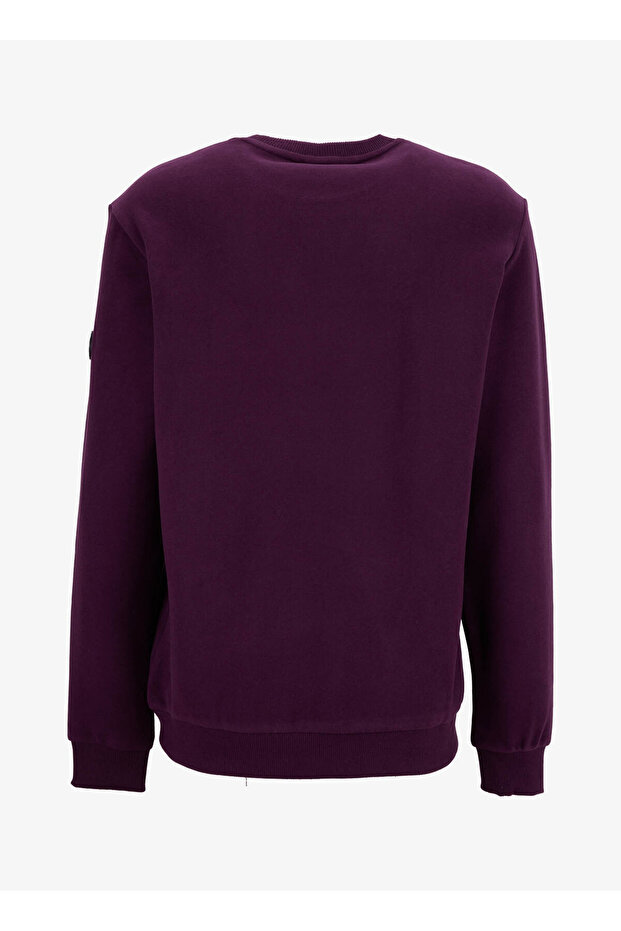 D5WM-SWT3940 Mürdüm Bisiklet Yaka Relaxed Düz Erkek Sweatshırt - 3