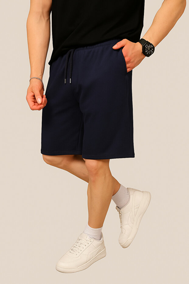 Men's Bermuda Regular 2 Thread Basic Summer Relaxed Cut Shorts - 4