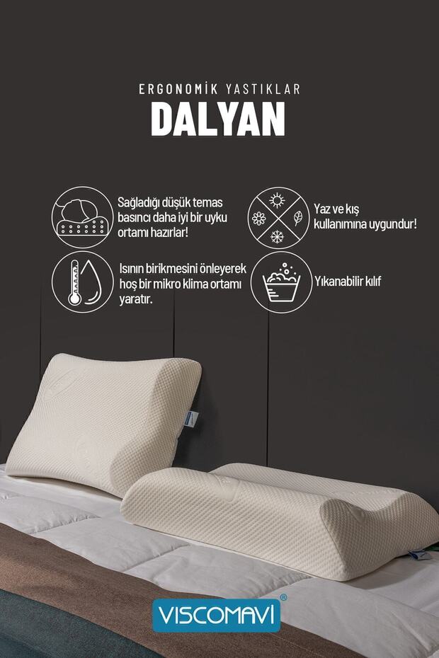 Dalyan Ergonomik & Ortopedik Visco Yastık|Boyun destekli | Astarlı | Doğal Lif Kılıflı | Ömür Testli - 7