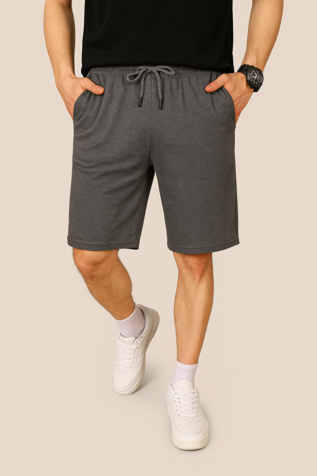 Men's Bermuda Regular 2 Thread Basic Summer Relaxed Cut Shorts - 1