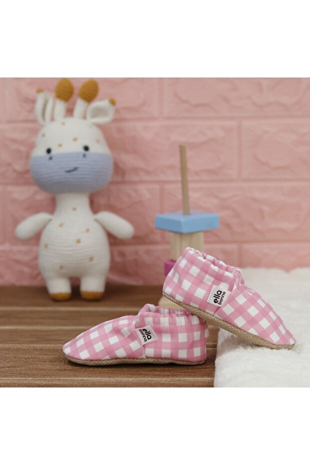 Botki dziecięce z antypoślizgową podeszwą w różowe paski, buty domowe, kapcie, buty do przedszkola, kapcie - 8