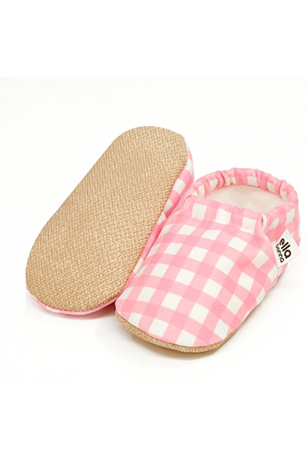 Botki dziecięce z antypoślizgową podeszwą w różowe paski, buty domowe, kapcie, buty do przedszkola, kapcie - 4