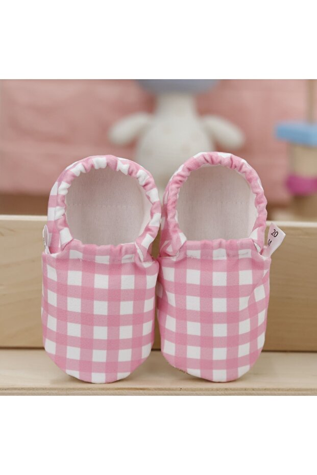 Botki dziecięce z antypoślizgową podeszwą w różowe paski, buty domowe, kapcie, buty do przedszkola, kapcie - 5