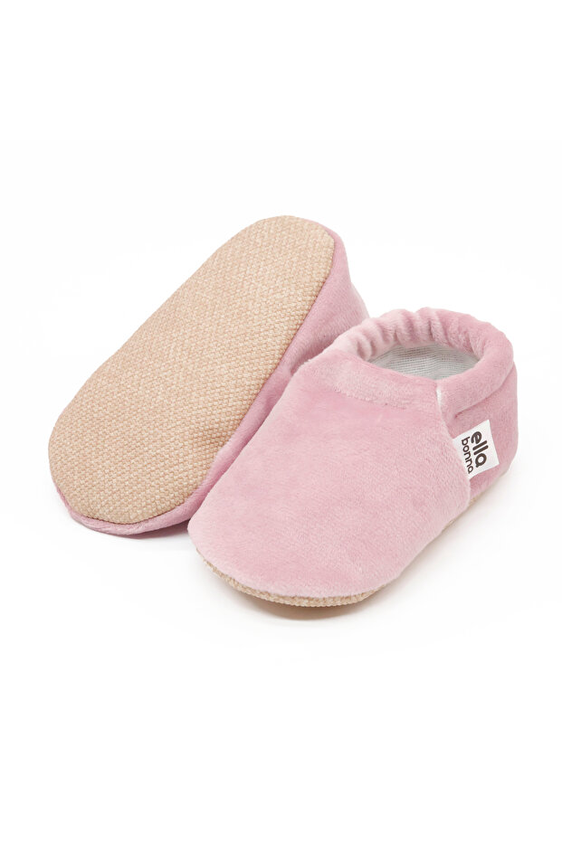 Aksamitne buciki niemowlęce - antypoślizgowa podeszwa, domowe kapcie, dziecięce buciki pudrowe - 5