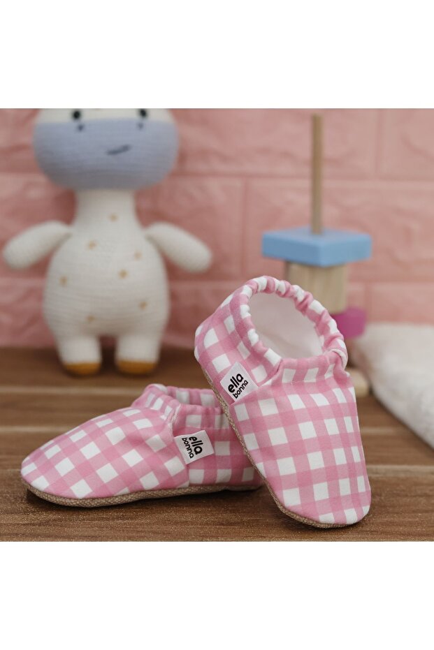 Botki dziecięce z antypoślizgową podeszwą w różowe paski, buty domowe, kapcie, buty do przedszkola, kapcie - 7