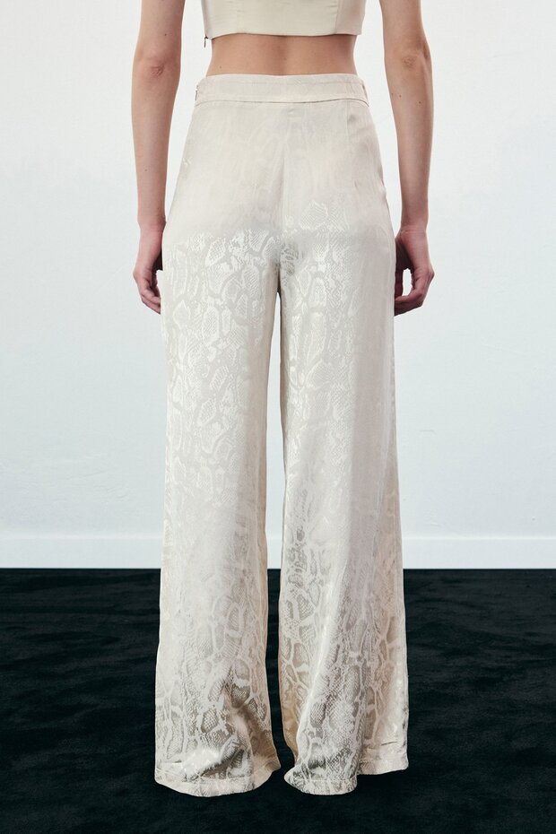 Snake Patterned Trousers - Beige - 8
