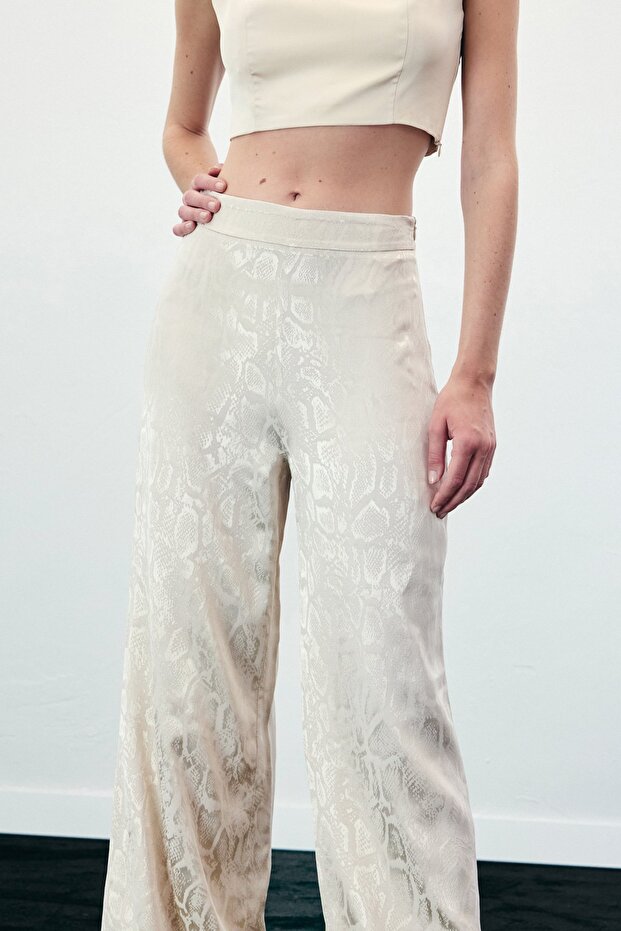 Snake Patterned Trousers - Beige - 7