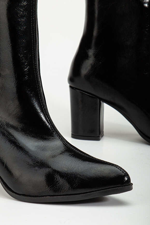 Sivri Burun Kalın Topuklu Streç Bot - 4