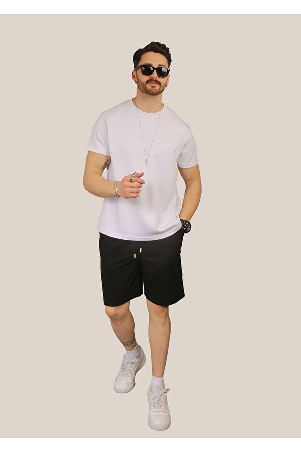 Men's Bermuda Regular 2 Thread Basic Summer Relaxed Cut Shorts - 4