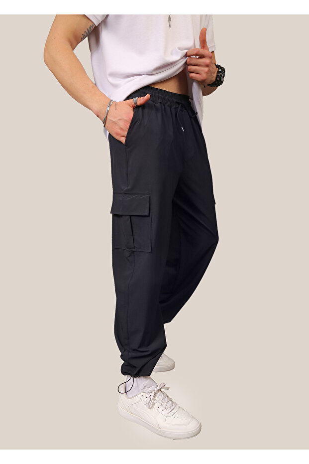 Parachute Fabric Baggy Pants Cargo Pocket Adjustable Clip Leg