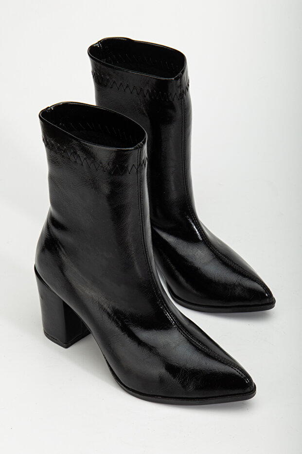 Sivri Burun Kalın Topuklu Streç Bot - 2