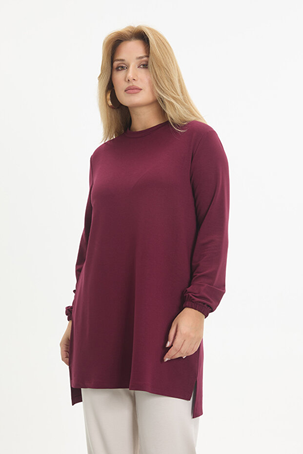 Kristal Kumaş Yırtmaçlı Basic Tunik - 1