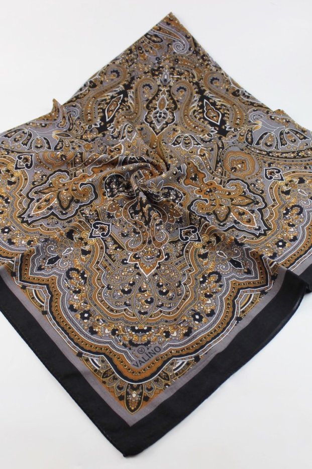 120X120 Ethnic Pattern Oversized Scarf Cotton Scarf Oversized Vintage Scarf Anthracite