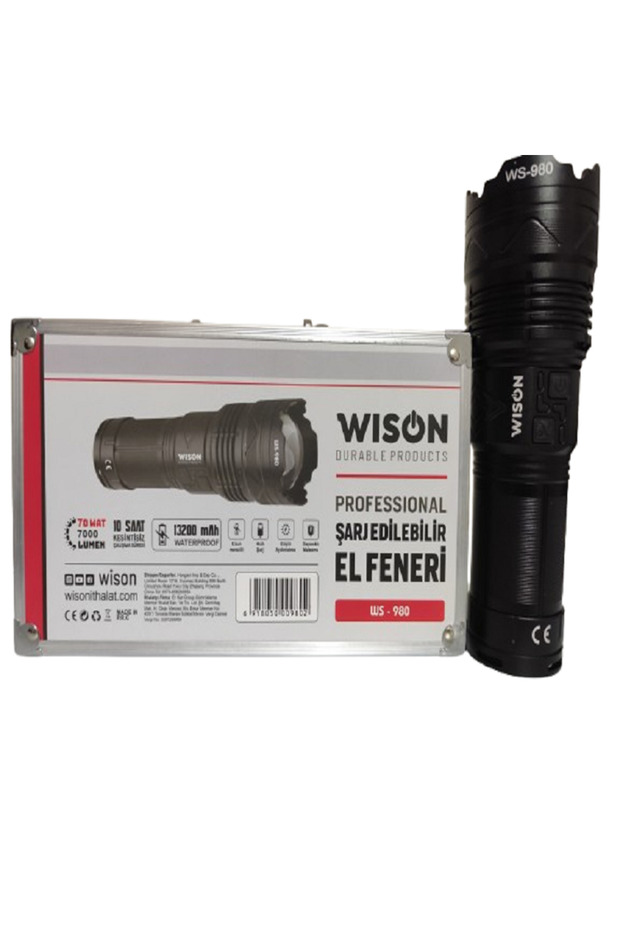 Ws-980 70 Wat 7000 Lümen Professiyonel Şarj Edileblir El Feneri (Yeni Model) - 1