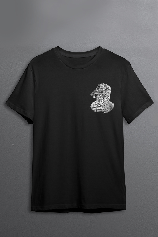 Design Lion Linear Side Print Oversize Cotton Crew Neck Unisex T-Shirt