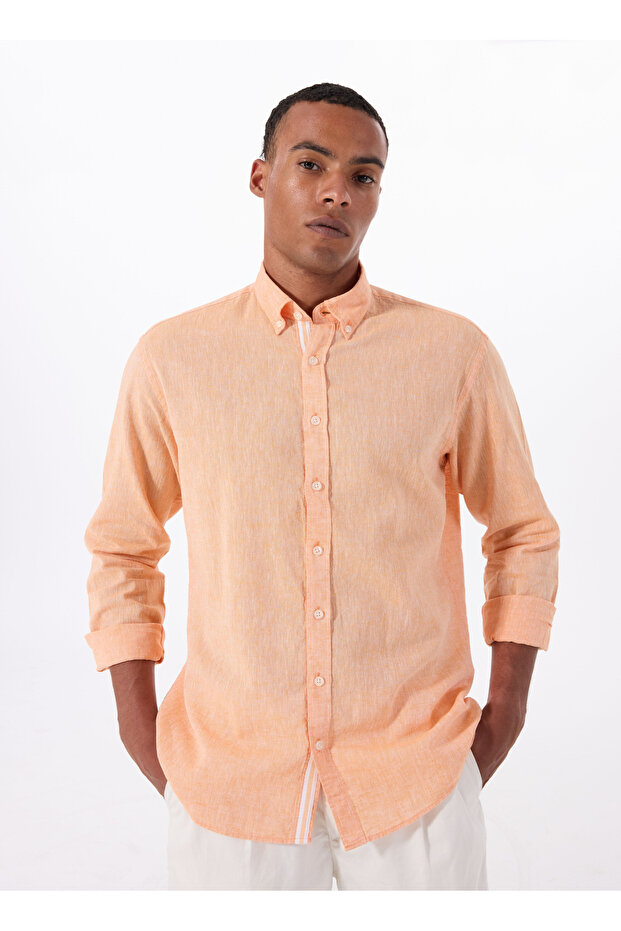 Six-Star Classics Comfort Fit Button Collar Orange Men's Shirt Ace020252163_Trn