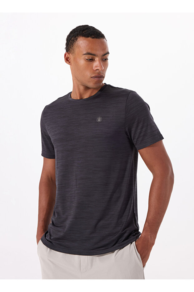 A10193942608010-Mb Ct1328 Mln T-Sh Anthracite Crew Neck Regular Fit Plain Men's T-Shirt