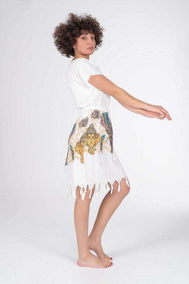 Baskılı Bambu Plaj Elbisesi - 5