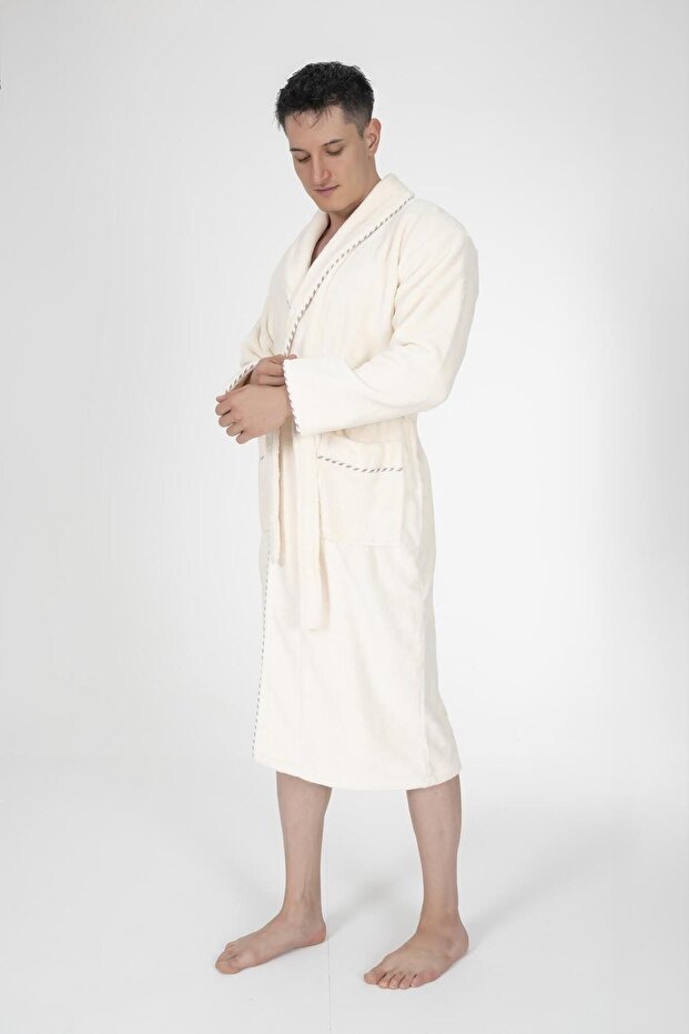 Biyeli Şal Yaka Bambu Bornoz - 7