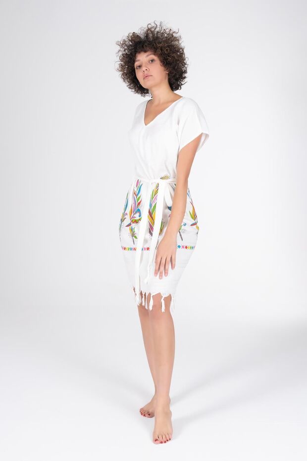 Baskılı Bambu Plaj Elbisesi - 2