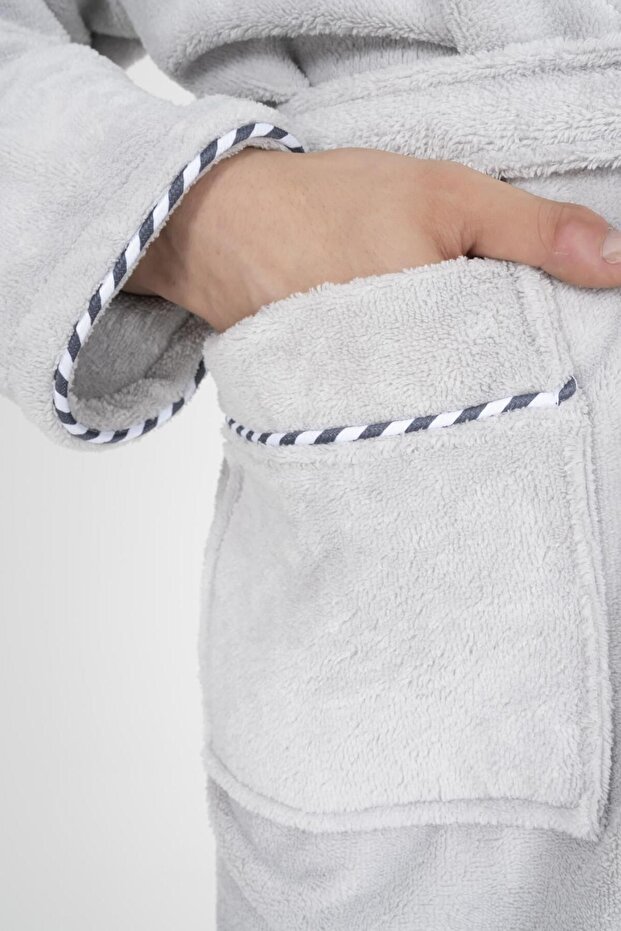 Biyeli Şal Yaka Bambu Bornoz - 6