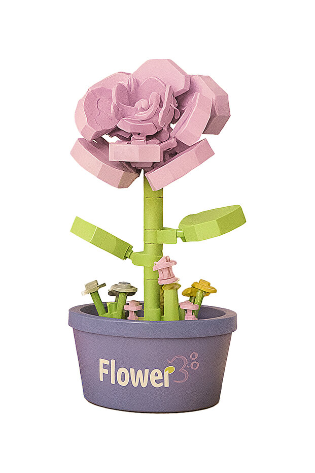 Pembe Çiçek Model Karakter Figürü 3D Yapı Oyuncakları - 3