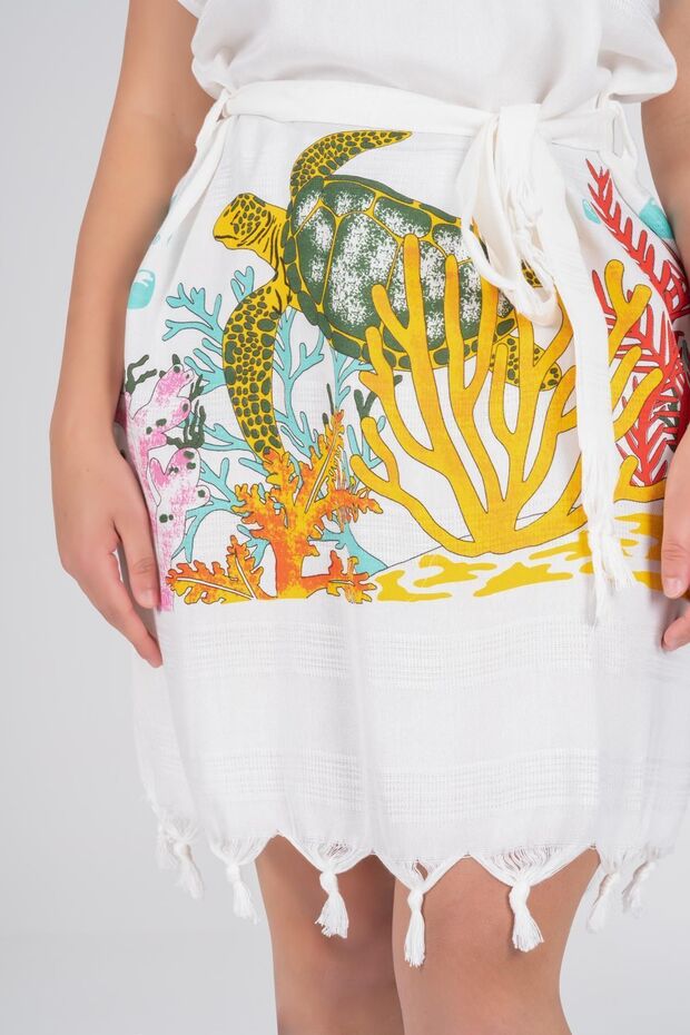 Baskılı Bambu Plaj Elbisesi - 5