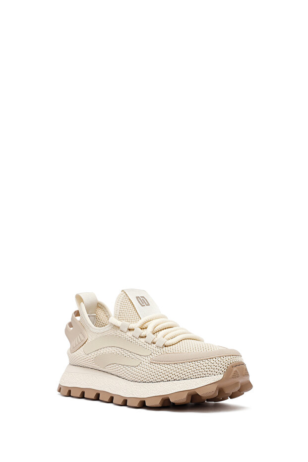 Zero Erkek Bej Bağcıklı Kalın Tabanlı Kumaş Sneaker 25SFD69406F - 6