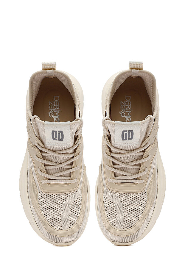 Zero Erkek Bej Bağcıklı Kalın Tabanlı Kumaş Sneaker 25SFD69426F - 7