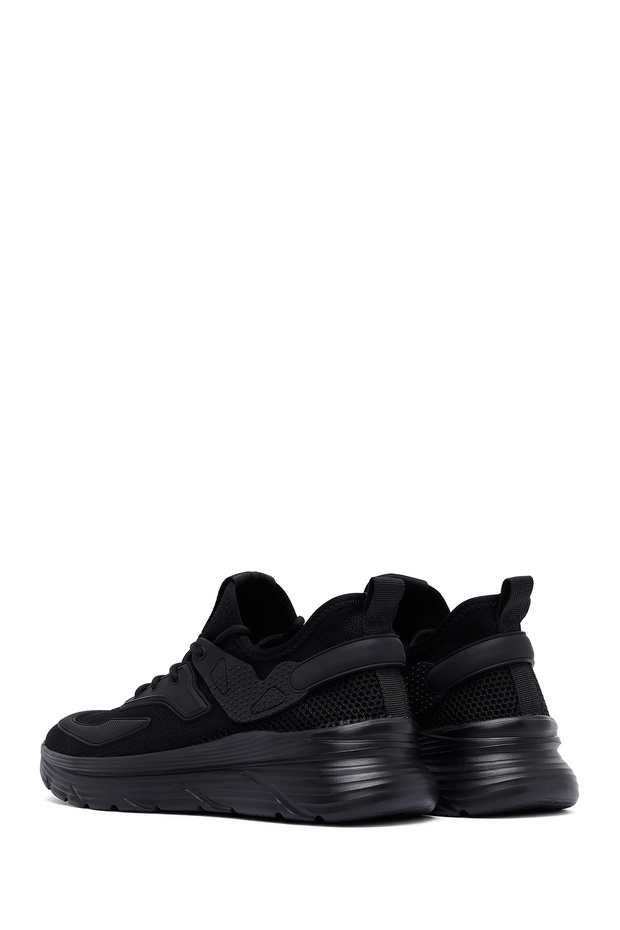 Zero Erkek Siyah Bağcıklı Kalın Tabanlı Kumaş Sneaker 25SFD69426F - 5