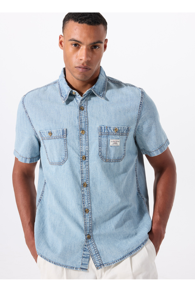 Renksiz Erkek Regular Fit Desenli Denim Gömlek M5gh09d5ny1gjer Gj Regular Ss Dnm - 1