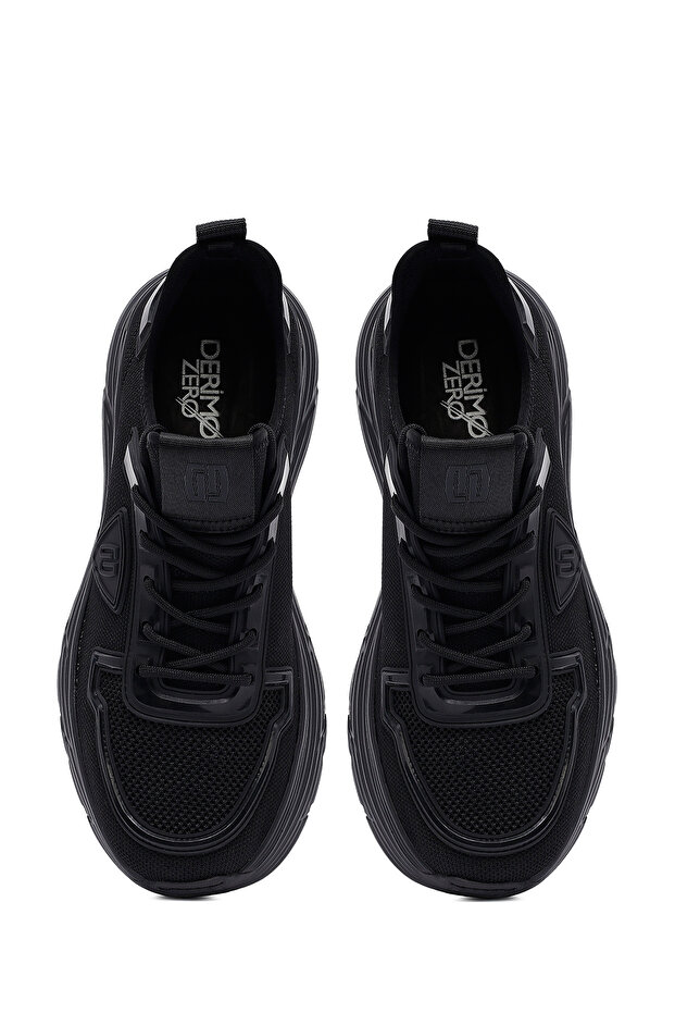 Zero Erkek Siyah Bağcıklı Kalın Tabanlı Kumaş Sneaker 25SFD69696F - 7