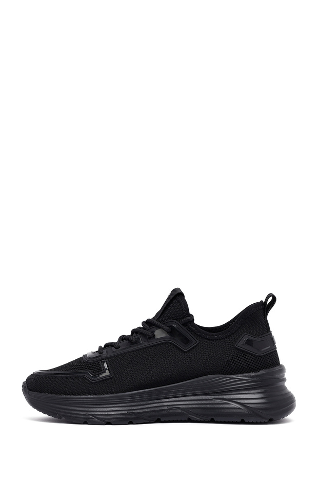 Zero Erkek Siyah Bağcıklı Kalın Tabanlı Kumaş Sneaker 25SFD69696F - 2