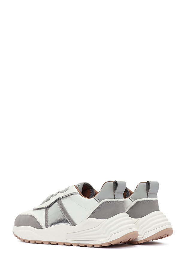 ACBC x DERİMOD Kadın Gri Kalın Tabanlı Bağcıklı Kumaş Sneaker 25SFD43566F - 5