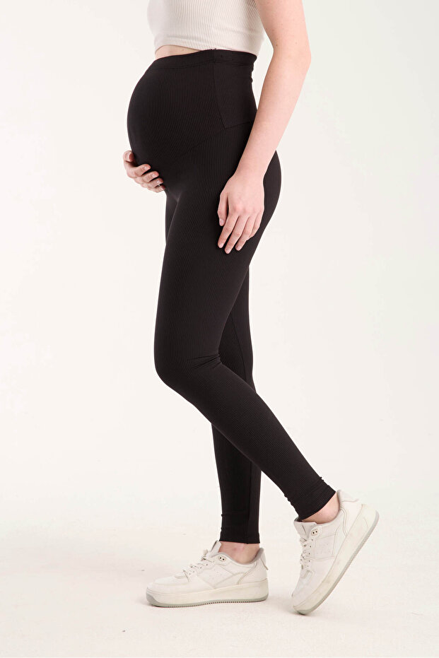 Téli polár bordázott szövet, állítható, magas derekú, rugalmas, feszesítő és szűkítő kismama harisnya - 5