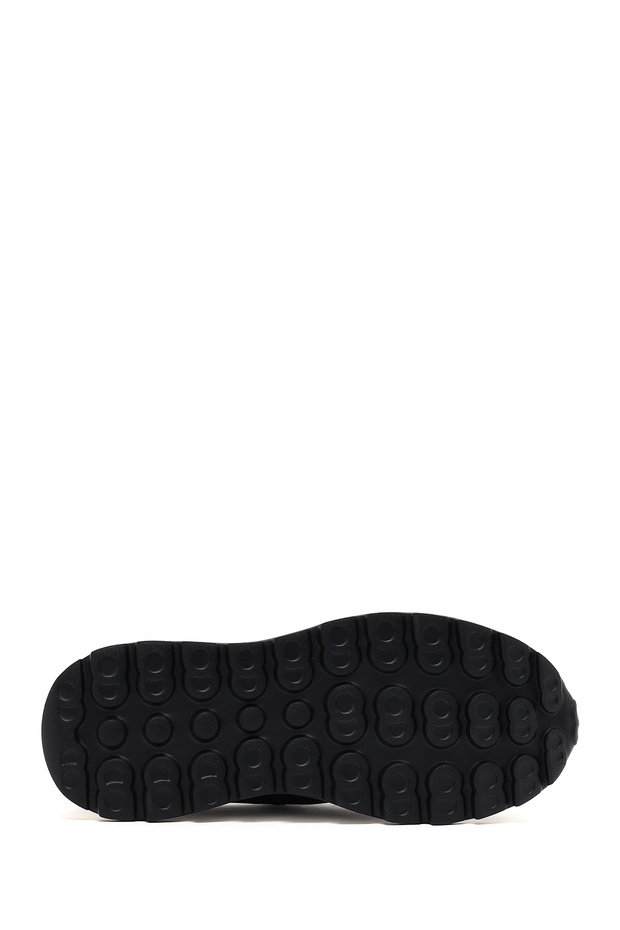 Erkek Siyah Bağcıklı Kalın Tabanlı Deri Sneaker 25SFD69536F - 4