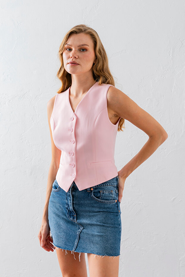 Pembe Kadın Yelek - 4