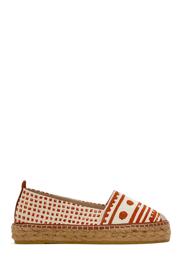 Kastamonu Taş Baskı Kadın Taba Desenli Espadril 25SFD20836F - 2